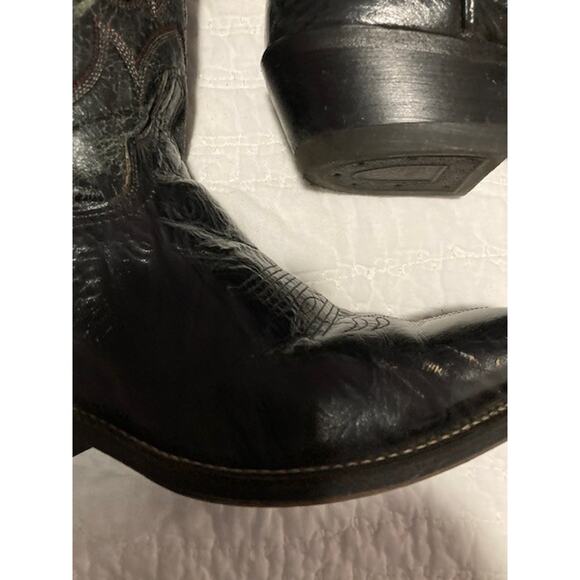 Men’s Western Cowboy Boots 8D – Leather Vamp – Black – Made in USA – Strong Sole main image 3